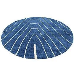 Rund Teppich - Sivia Natural Cotton Shaggy (blau)