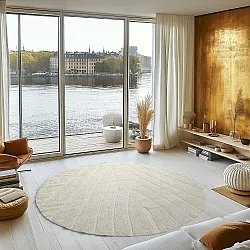 Rund Teppich - Sivia Natural Cotton Shaggy (cremefarben)