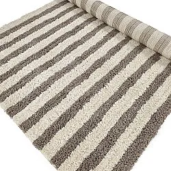 Hochflorteppiche - Thira Stripe Cotton Shaggy (creme/taupe)