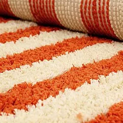 Hochflorteppiche - Thira Stripe Cotton Shaggy (hellgelb/hellorange)