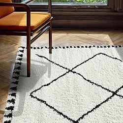 Hochflorteppiche - Tiznit (weiß/schwarz)