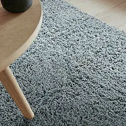Hochflorteppiche - Combarro Solid Cotton Shaggy (hellblau)