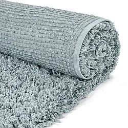 Hochflorteppiche - Combarro Solid Cotton Shaggy (hellblau)