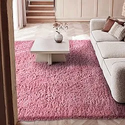 Hochflorteppiche - Combarro Solid Cotton Shaggy (hellrosa)