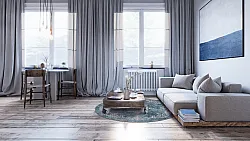 Rund Teppich - Santi (blau/beige)