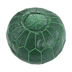 Sitzpoufs - Marokkanischer Leder-Pouf (dunkelgrün)