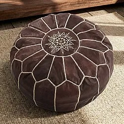 Sitzpoufs - Marokkanischer Leder-Pouf (dunkelbraun)