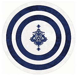Rund Teppich - Soros (blau/weiß)