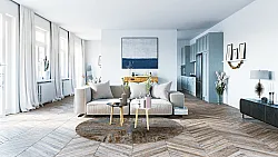 Rund Teppich - Tizzano (blau/bunt)