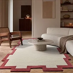 Wollteppich - Agra Hand Tufted Wool Premium (creme/rot)
