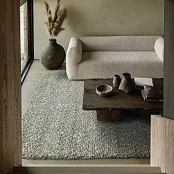 Wollteppich - Sala Irregular Wool Bubble (moosgrün/weiße melange)