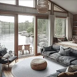 Tapis rond - Tromsø (bleu)