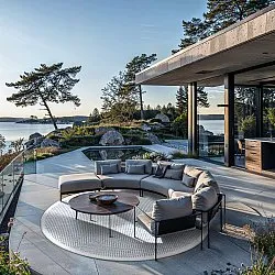 Tapis rond - Tromsø (bleu)