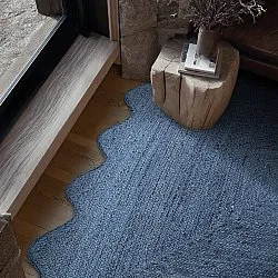 Juteteppich mit Wellenform - San Francisco (blau)
