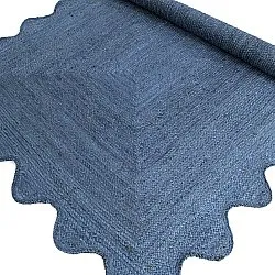 Juteteppich mit Wellenform - San Francisco (blau)