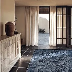 Tapis Wilton - Flowers (bleu)