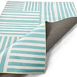 Wilton-Teppich - Joma (türkis/weiß)