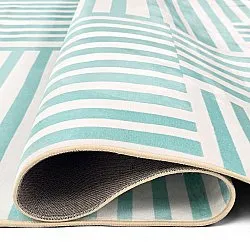 Wilton-Teppich - Joma (türkis/weiß)