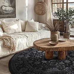 Rund Teppich - Peking Majestic (schwarz)