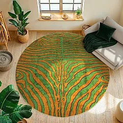 Rund Teppich - Zebra (grün/orange)