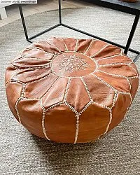 Sitzpoufs - Marokkanischer Leder-Pouf (Hellbraun)