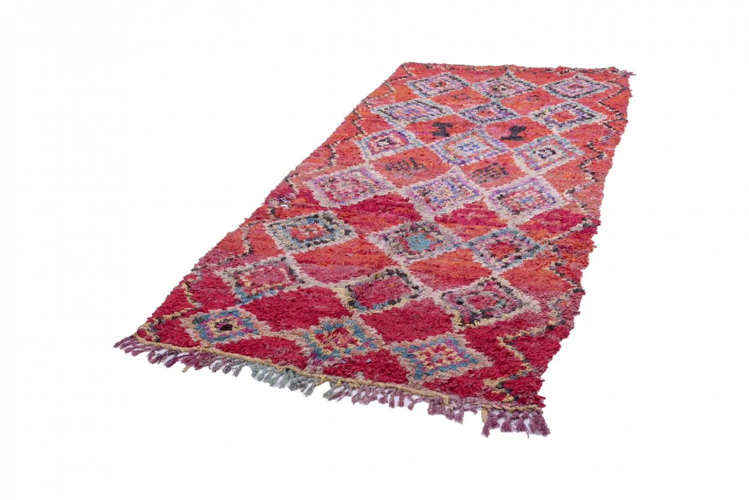 Marokkanischer Berber Teppich Boucherouite 260 x 130 cm