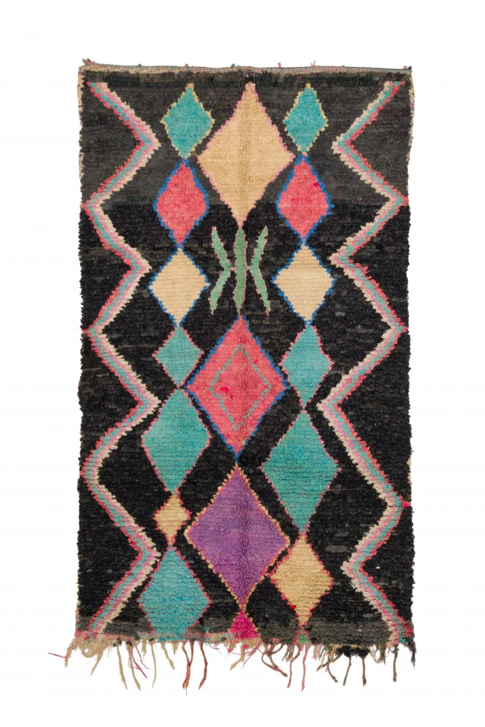 Tapis berbère marocain Boucherouite 235 x 135 cm