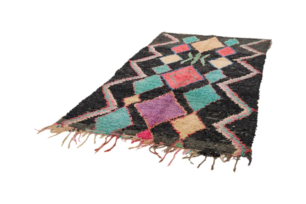 Tapis berbère marocain Boucherouite 235 x 135 cm