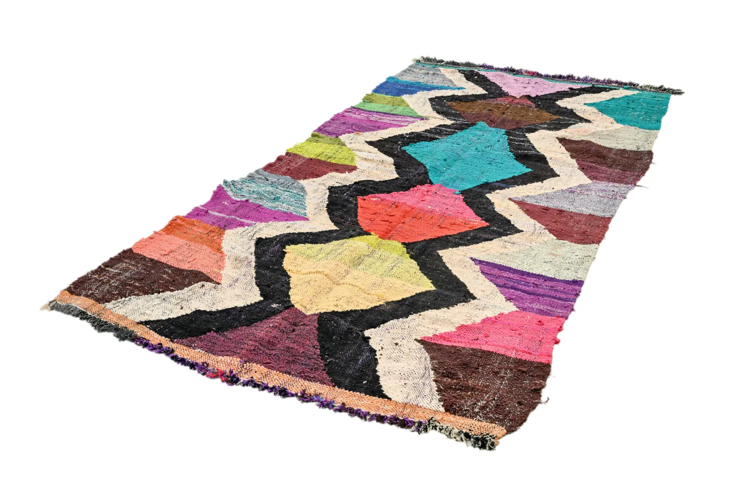 Marockansk Boucherouite-matta 135 x 245 cm