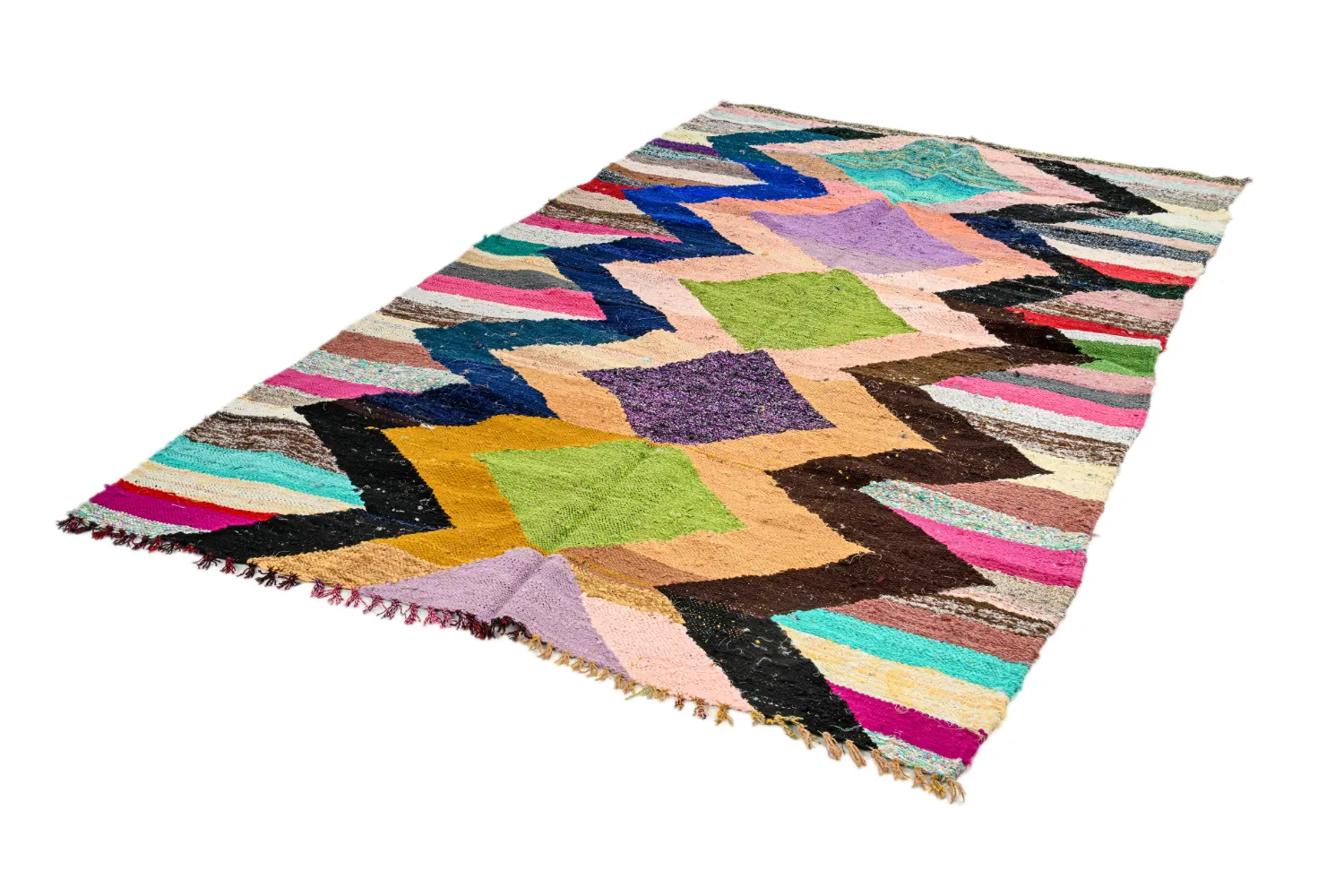 Tapis berbère marocain Boucherouite 155 x 260 cm