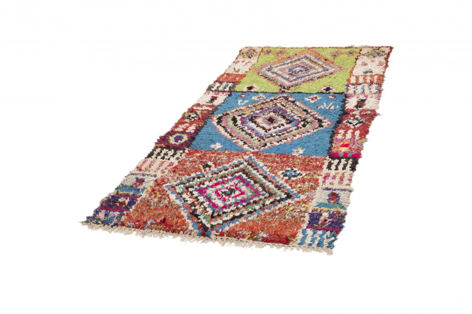 Marokkanischer Berber Teppich Boucherouite 205 x 100 cm