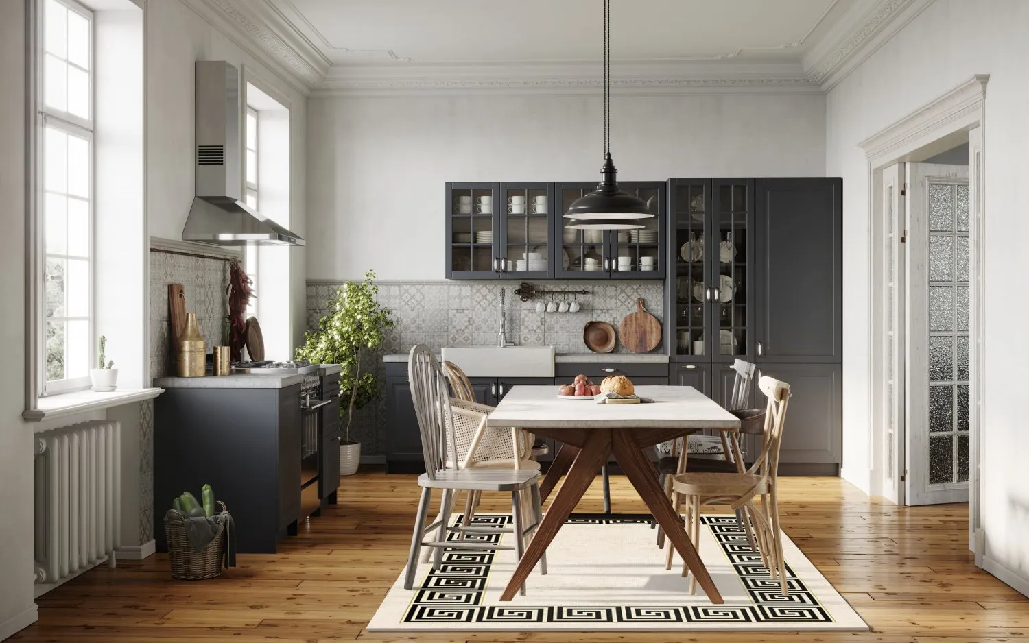 Wilton-Teppich - Mytos (beige/schwarz)