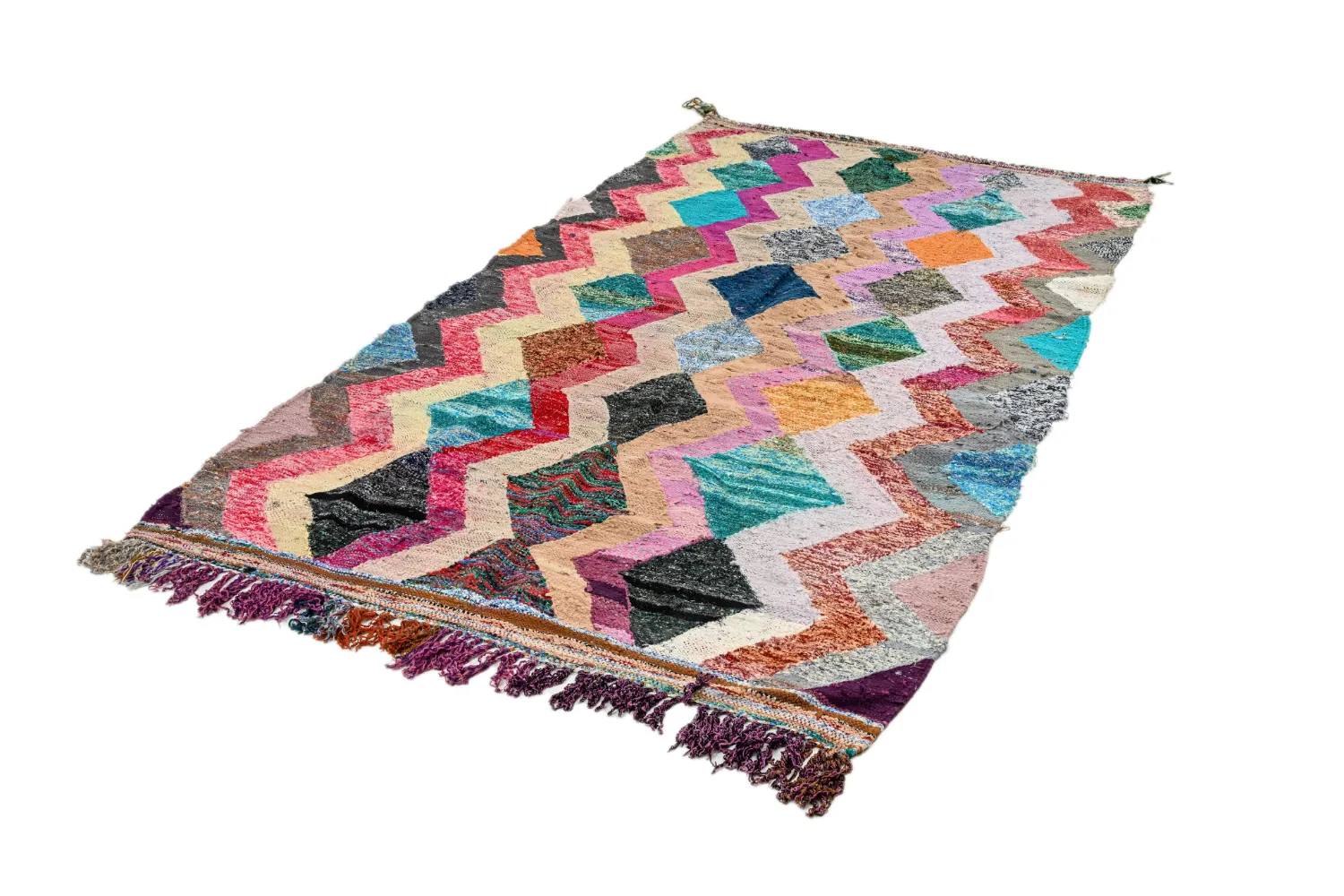 Marockansk Boucherouite-matta 135 x 260 cm