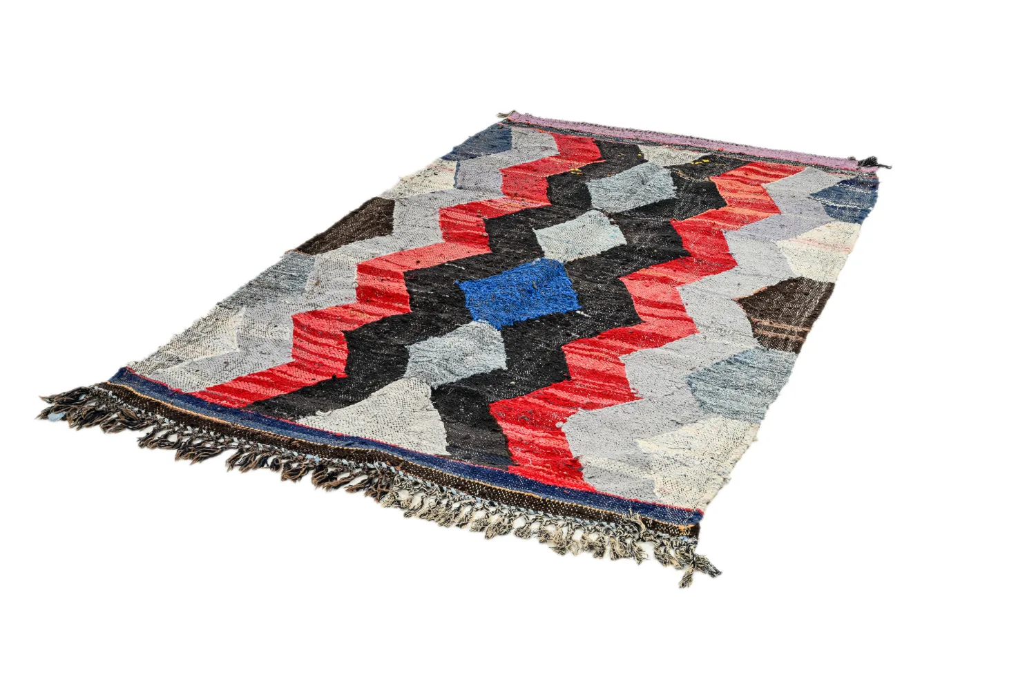 Tapis berbère marocain Boucherouite 135 x 225 cm