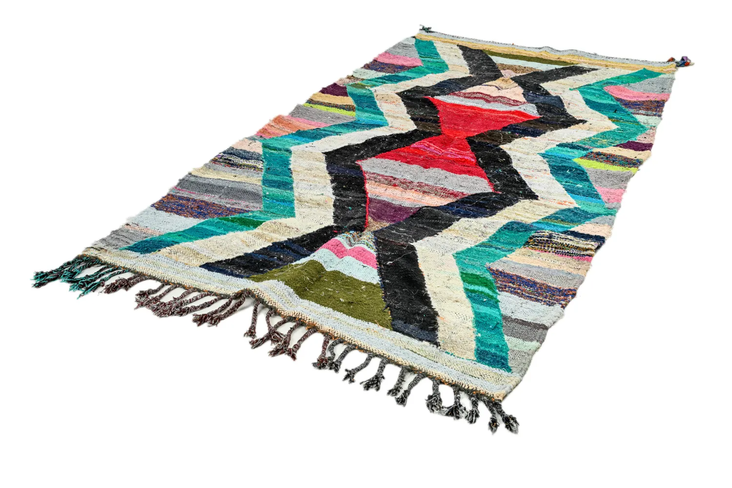 Marockansk Boucherouite-matta 140 x 260 cm