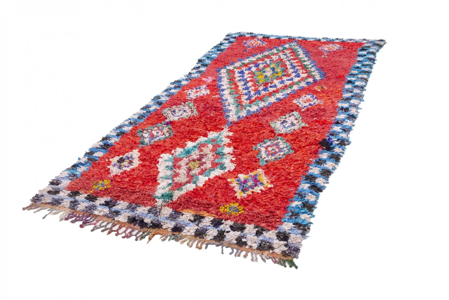 Marokkanische Berber Teppich Boucherouite 295 x 150 cm