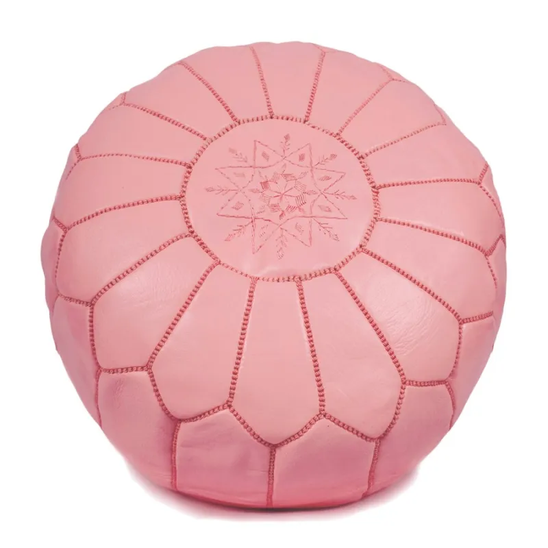 Pouf - Marocain en cuir (Rose)