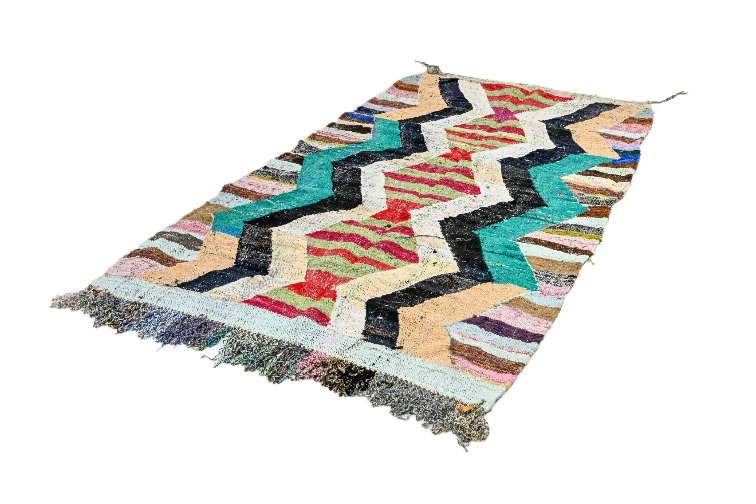 Tapis berbère marocain Boucherouite 140 x 265 cm