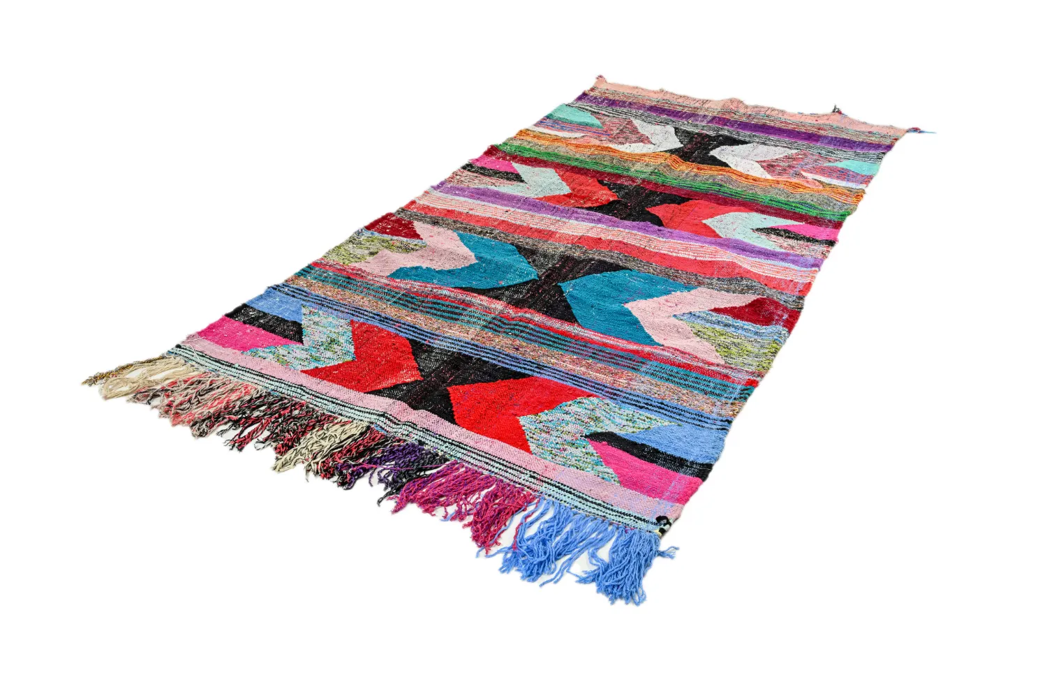 Tapis berbère marocain Boucherouite 135 x 270 cm