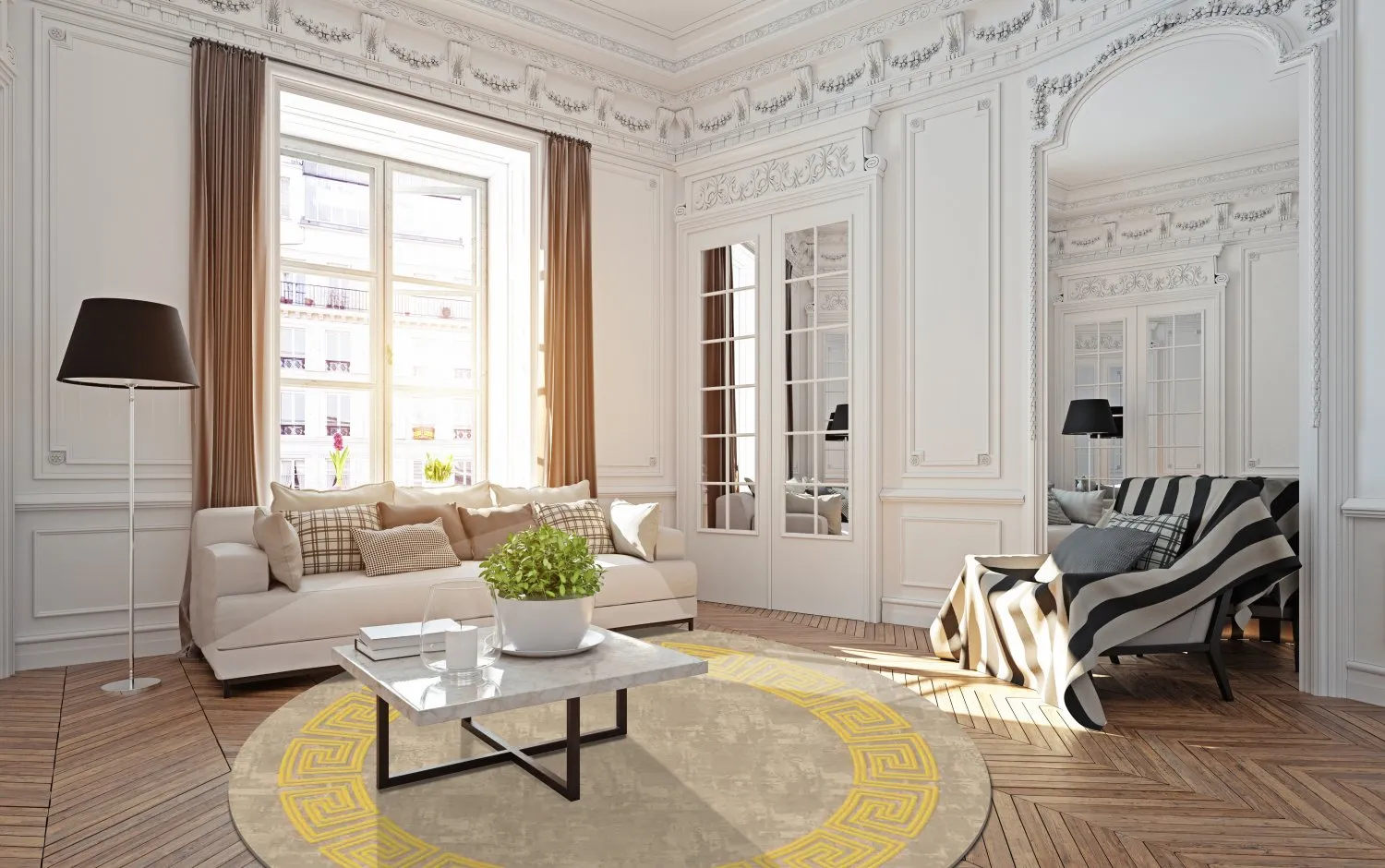 Rund Teppich - Myra (beige/gelb)