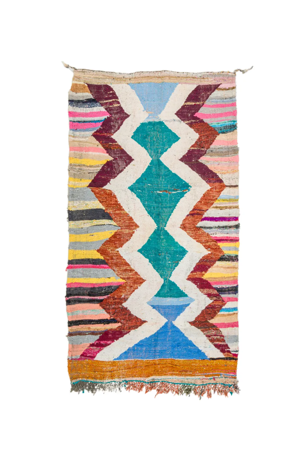 Tapis berbère marocain Boucherouite 125 x 225 cm