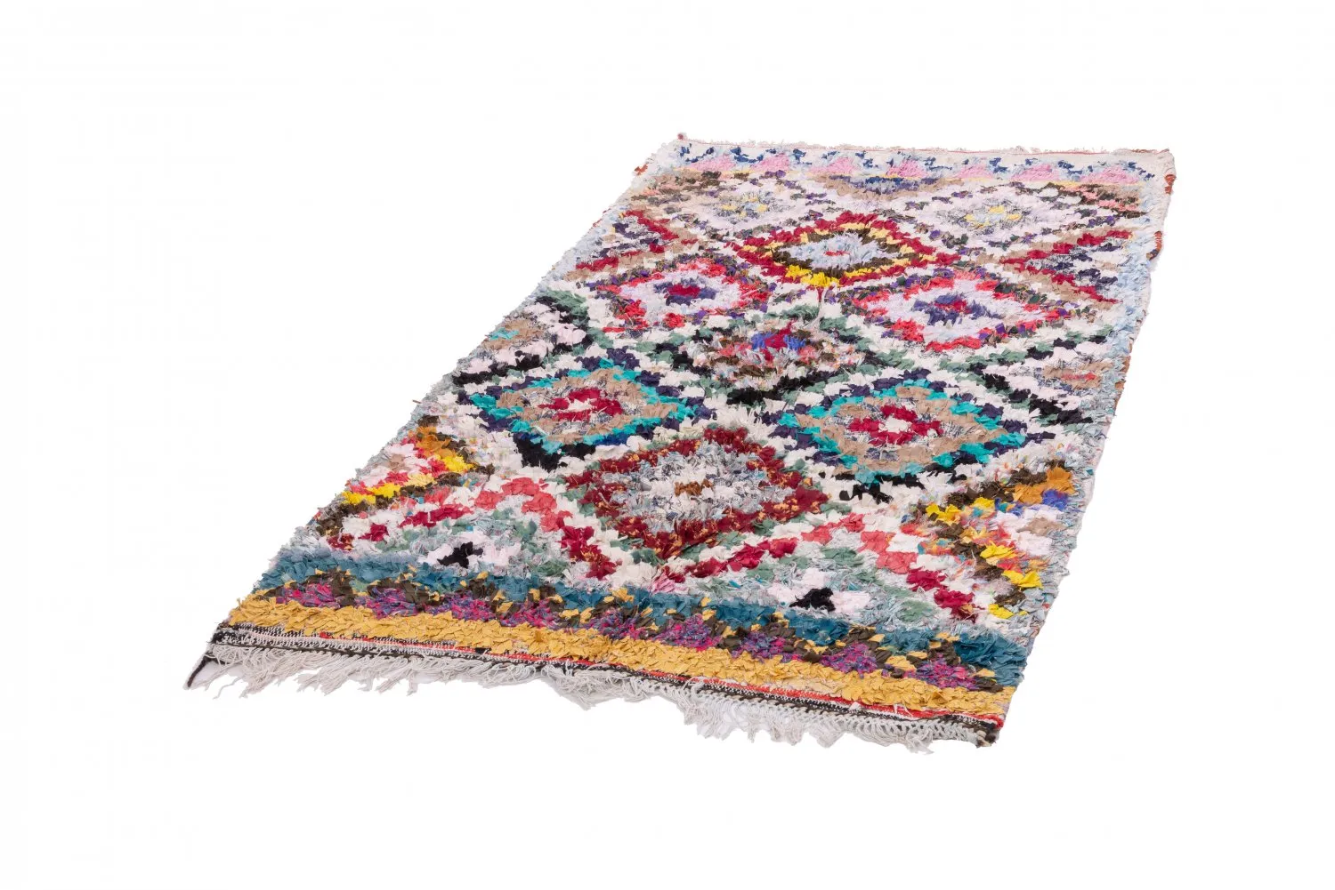Marokkanische Berber Teppich Boucherouite 235 x 130 cm