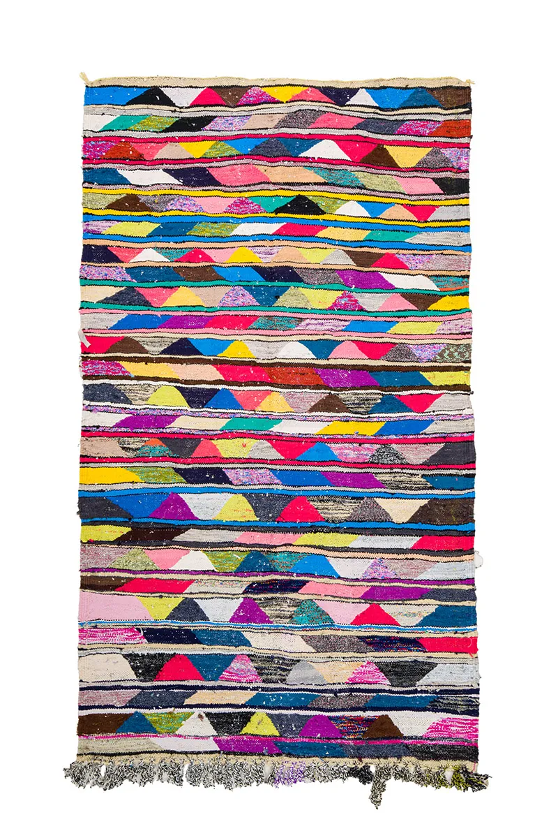 Tapis berbère marocain Boucherouite 130 x 225 cm