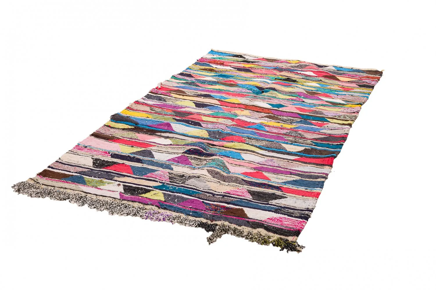 Tapis berbère marocain Boucherouite 130 x 225 cm