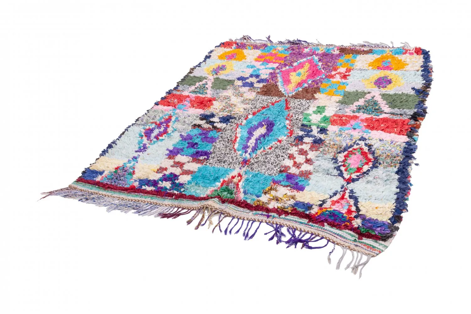 Marokkanischer Berber Teppich Boucherouite 195 x 150 cm