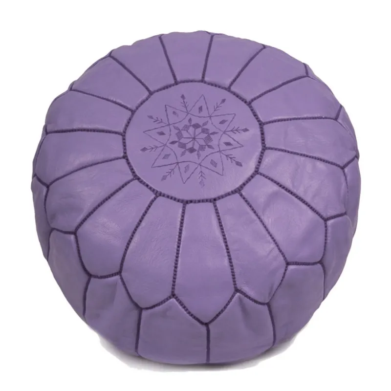 Sitzpoufs - Marokkanischer Leder-Pouf (Lila)