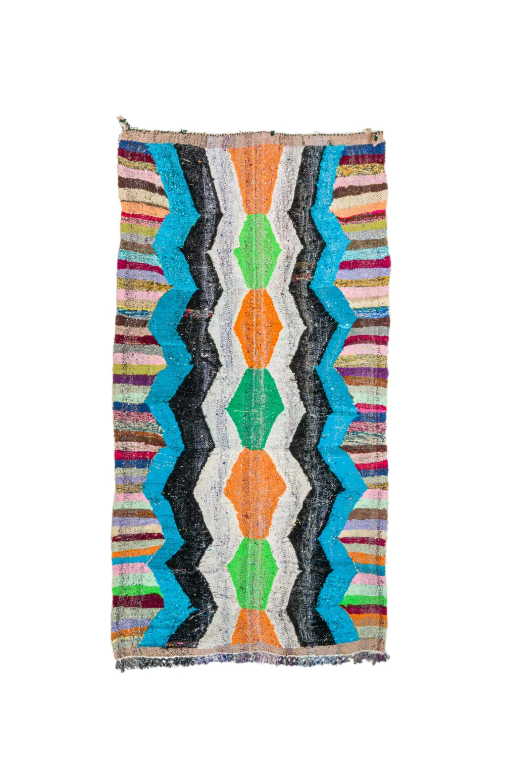 Tapis berbère marocain Boucherouite 135 x 145 cm