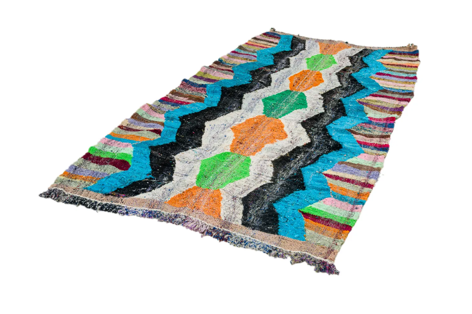 Tapis berbère marocain Boucherouite 135 x 145 cm