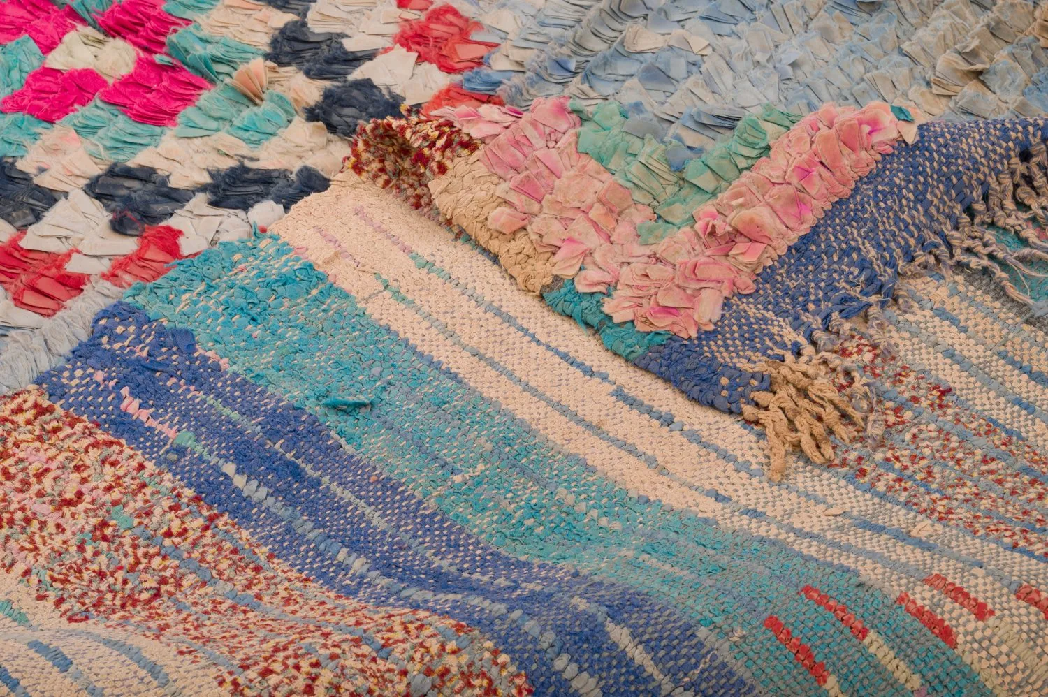 Marokkanischer Berber Teppich Boucherouite 125 x 340 cm