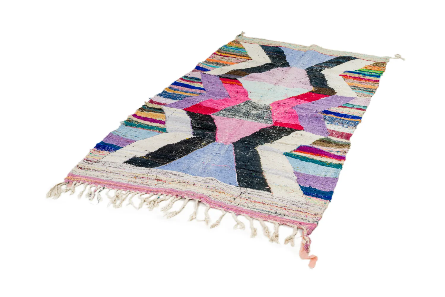 Tapis berbère marocain Boucherouite 130 x 225 cm